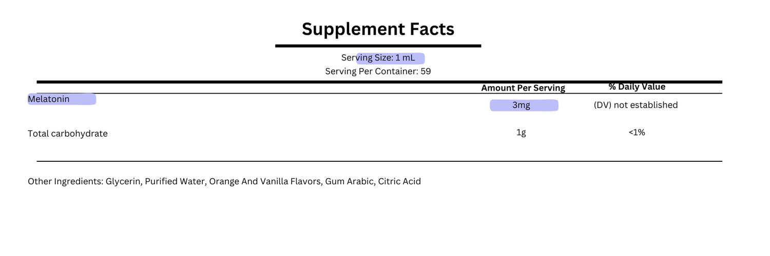 Supplement facts of life extension liquid melatonin 3mg