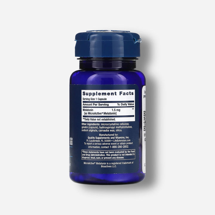 The supplement facts of Life Extension Melatonin IR/XR