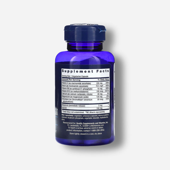 The supplement facts of Life Extension Quite Sleep Melatonin 3mg