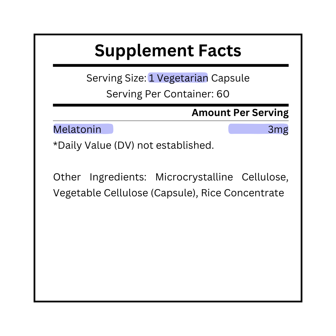 supplement facts for life extension melatonin 3mg