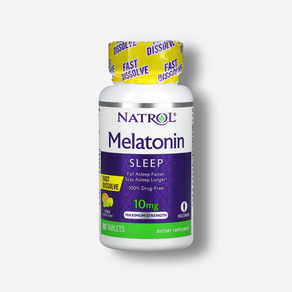 The front image of natrol melatonin fast dissolve 10mg 60tablets