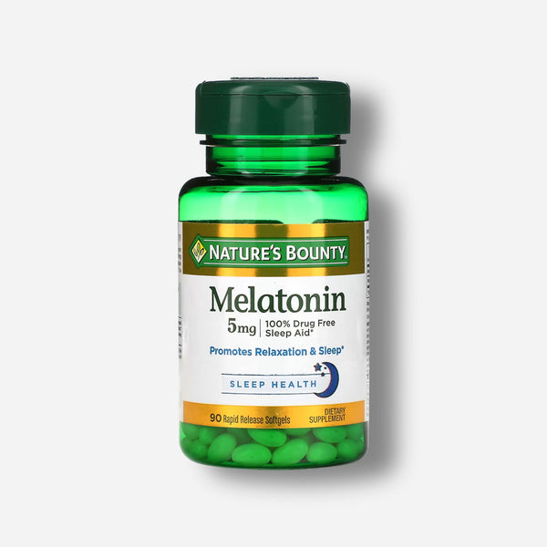 The front image of Natures Bounty Melatonin 5mg