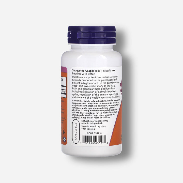 The product information of Now Foods Melatonin 10mg