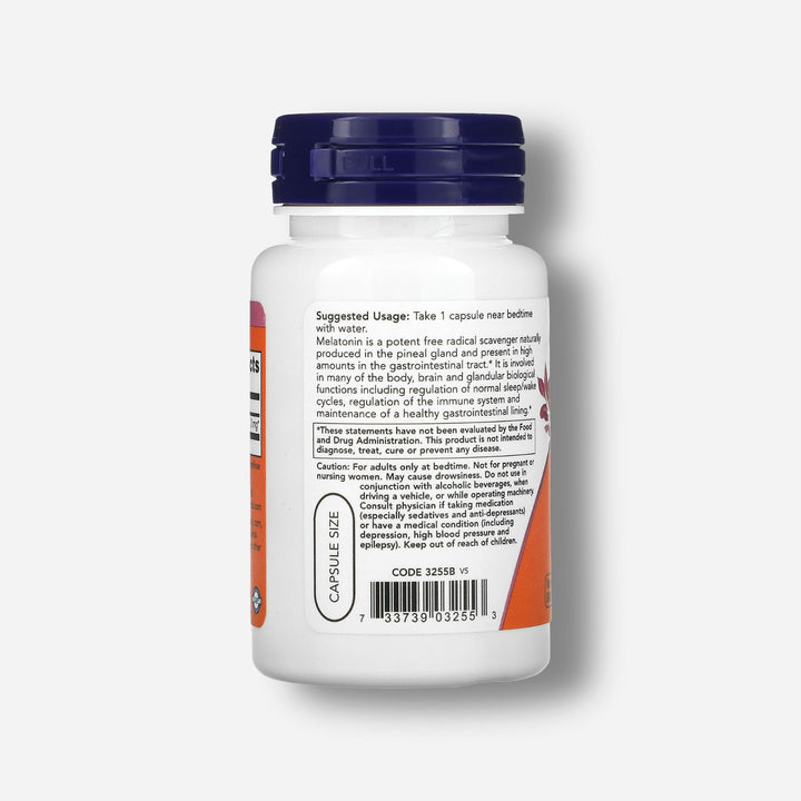 The product information of Now Foods Melatonin 3mg