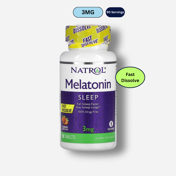 the front image of natrol melatonin fast dissolve 3mg 90tablets