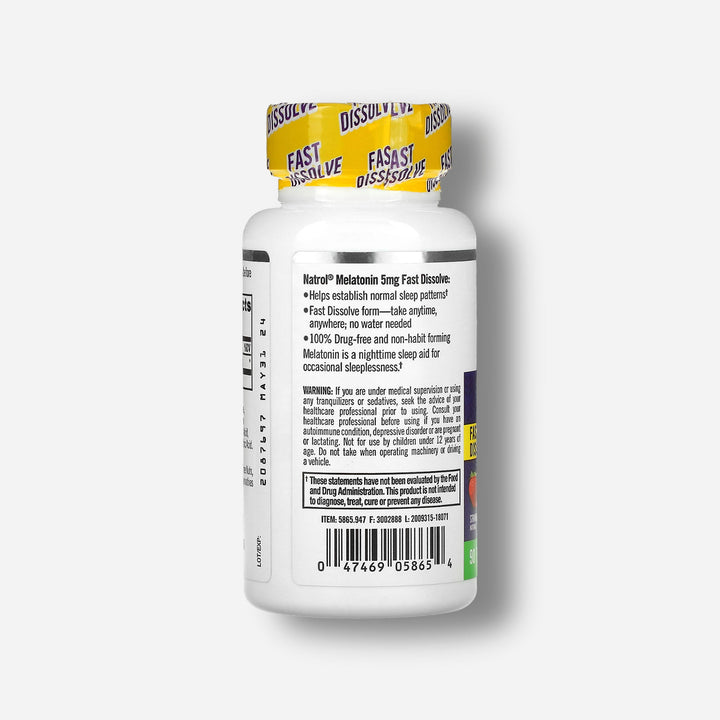 The information for natrol melatonin fast dissolve 5mg