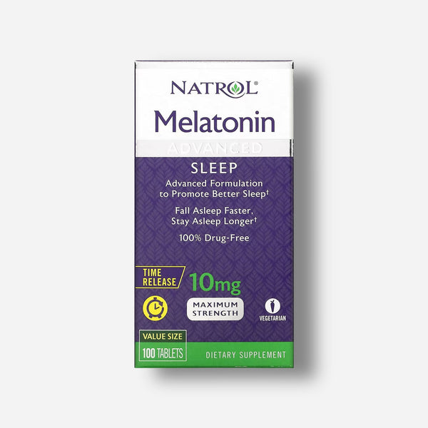 The front image of natrol melatonin time release 10mg 100tablets