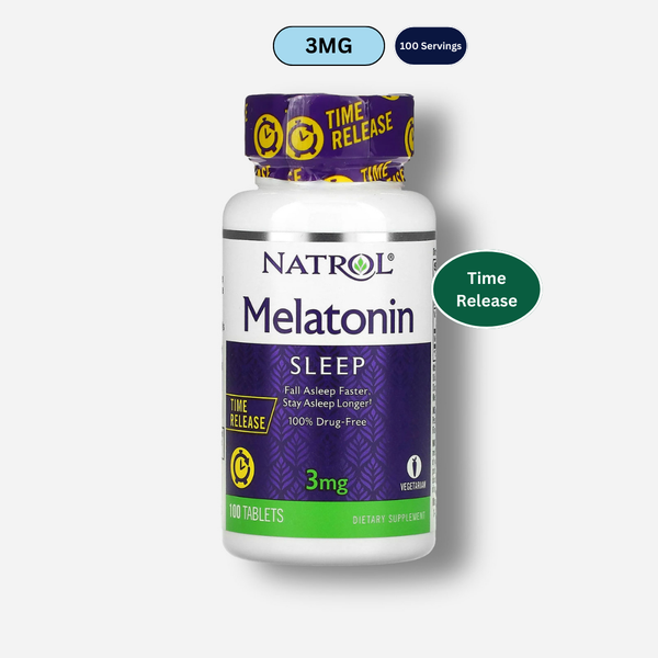 the front image of natrol melatonin time release 3mg 