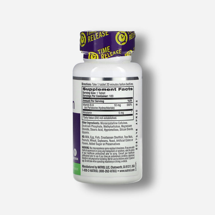 The supplement facts of natrol melatonin time release 5mg