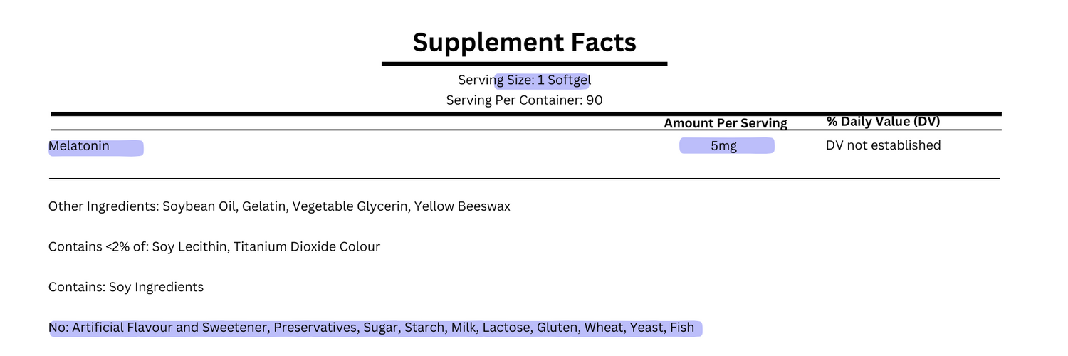 supplement facts for nature's bounty melatonin 5mg rapid release