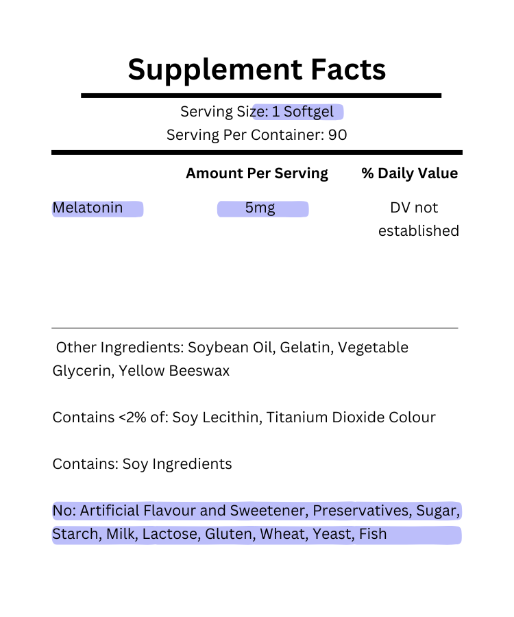 supplement facts for nature's bounty melatonin 5mg rapid release