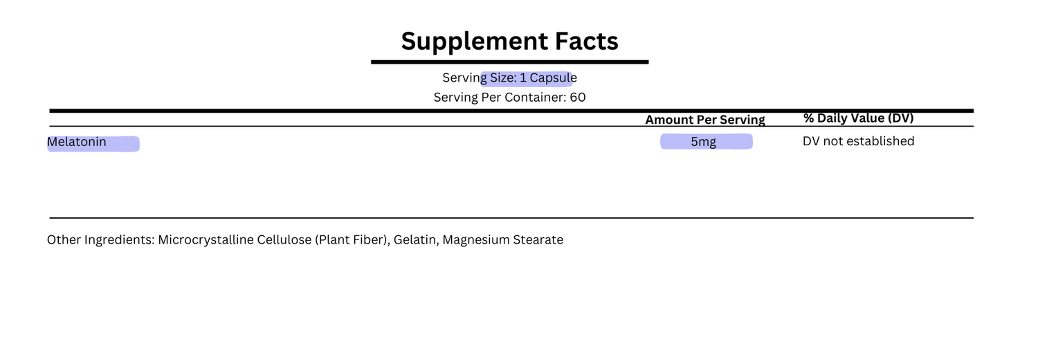 supplement facts for swanson extra strength melatonin 5mg