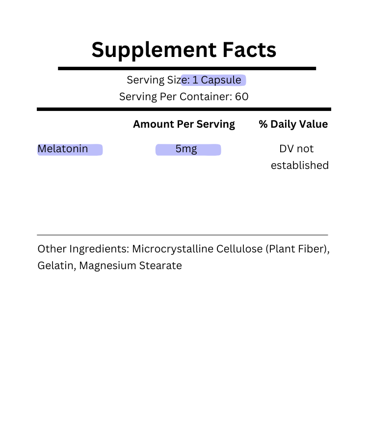 supplement facts for swanson extra strength melatonin 5mg