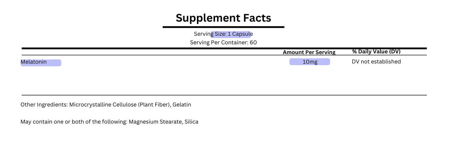 supplement facts for swanson triple strength melatonin 10mg